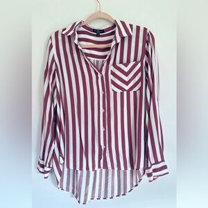 Striped Burgundy and White Women's Top